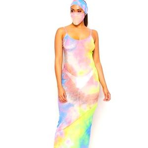 Tie-Dye Mesh Set w/Mask & Headband